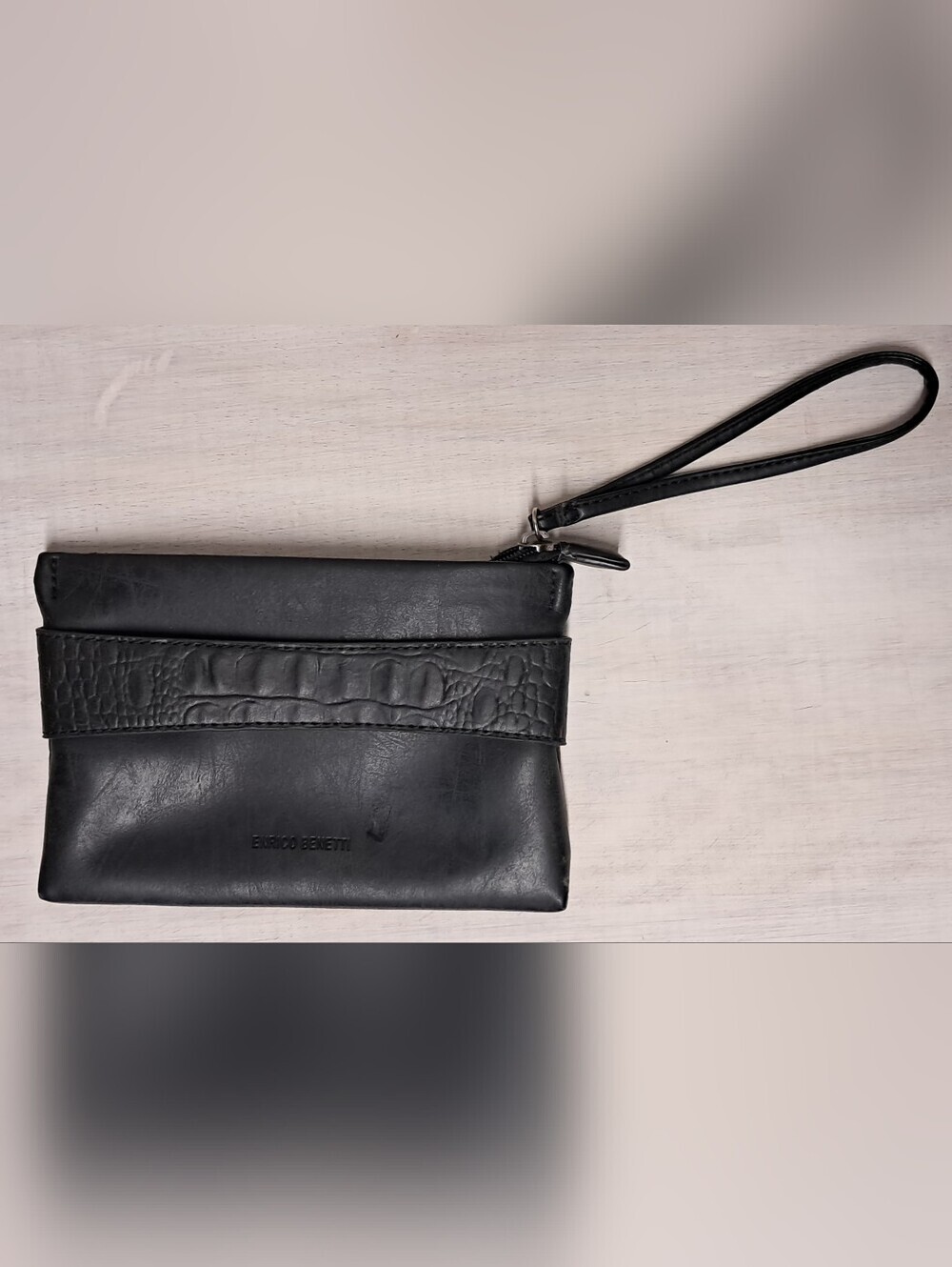 Enrico Benetti Black Logo Embossed Leather Label